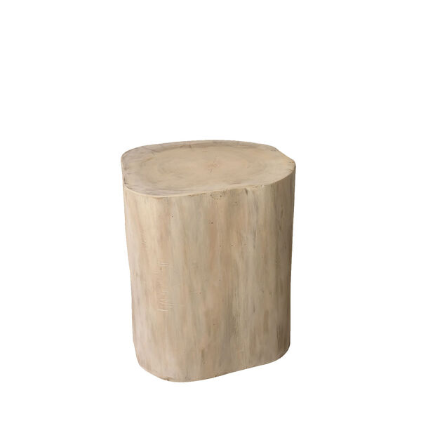 Whitewash and Natural Tree Stump 15-Inch Side Table, image 1