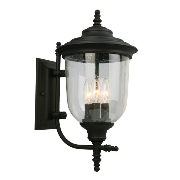 Pinedale Matte Black Nine-Inch Three-Light Outdoor Wall Sconce, image 1