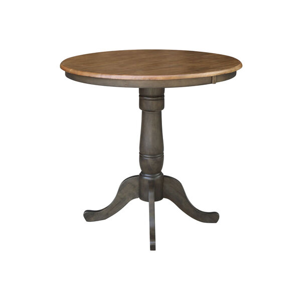 Hickory and Washed Coal Hardwood 36-Inch Width x 35-Inch Height Round Top Pedestal Table, image 2