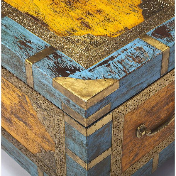 Nador Painted Brass Inlay Storage Trunk, image 7