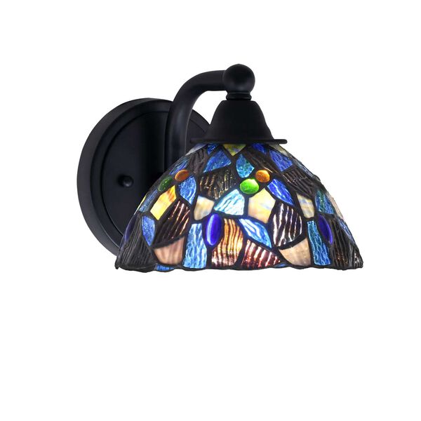 Paramount Matte Black One-Light Wall Sconce with Seven-Inch Blue Mosaic Art Glass, image 1