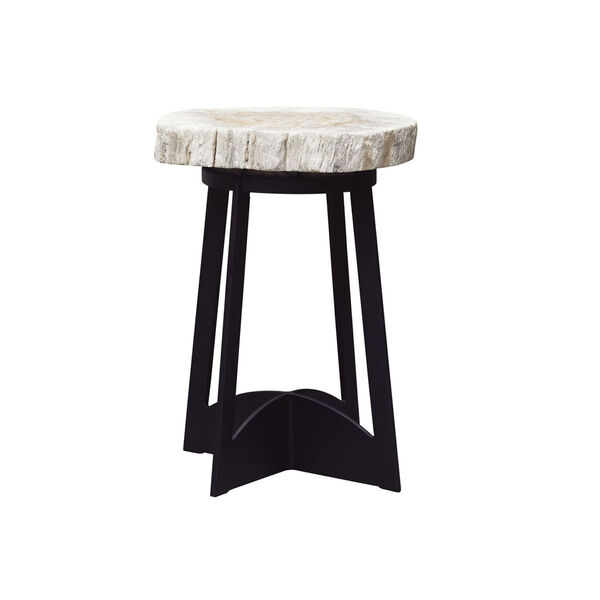Alfresco Living Black and White Petrified Wood End Table, image 1