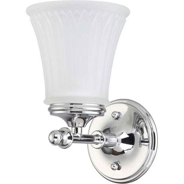 Teller Polished Chrome One-Light Bath Fixture with Frosted Etched Glass, image 1