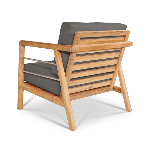 Aalto Natural Teak Deep Seating Outdoor Club Chair with Sunbrella Charcoal Cushion, image 2