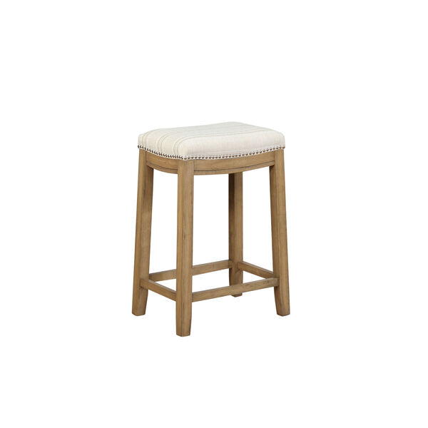 Hampton Linen Striped and Rustic Brown Counter Stool, image 3