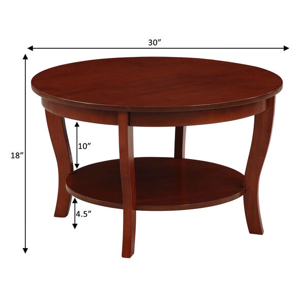 American Heritage Mahogany Round Coffee Table with Shelf, image 4