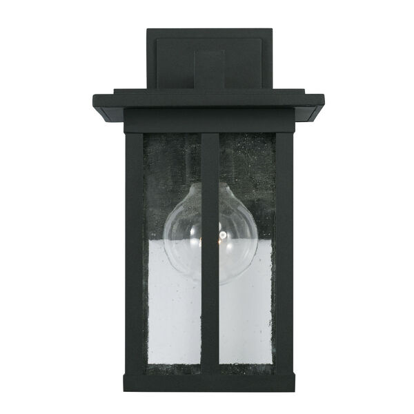 Barrett Black One-Light Outdoor Wall Lantern with Antiqued Glass, image 2