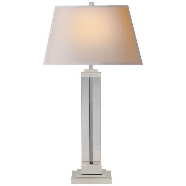 Wright Table Lamp in Polished Nickel and Glass with Natural Paper Shade by Studio VC, image 1