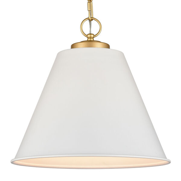 Vellus Matte White and Natural Antique Brass One-Light Pendant, image 4