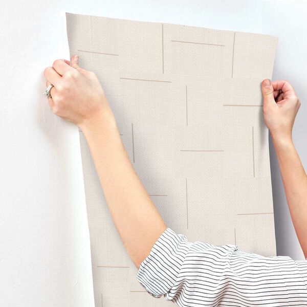 Geo Block Weave Linen Wallpaper, image 3