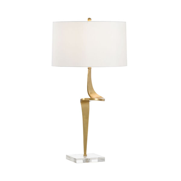 Deans White and Brass One-Light Table Lamp, image 1