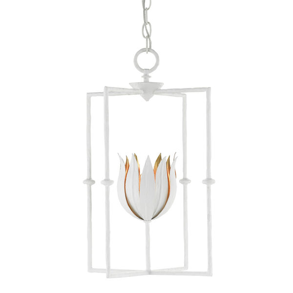 Tulipano Gesso White and Gold One-Light Pendant, image 1