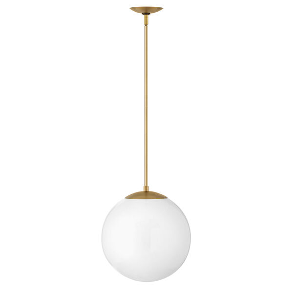 Warby Heritage Brass One-Light Pendant with White Glass, image 1