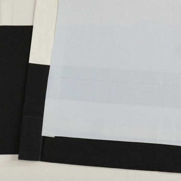 Black and OffWhite Horizontal Grommet Stripe Cotton Curtian Single Panel, image 5