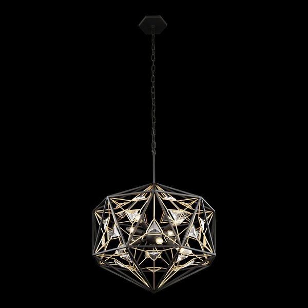 Marcia Matte Black and French Gold Eight-Light Orb Pendant, image 6