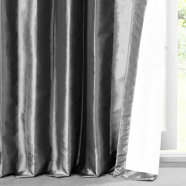 Graphite Faux Silk Taffeta Single Panel Curtain 50 x 120, image 8
