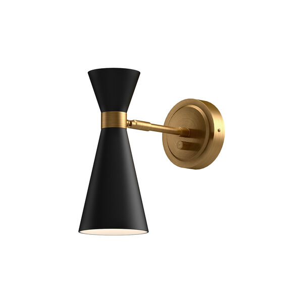 Blake Matte Black and Aged Gold One-Light Convertible Wall Sconce, image 1