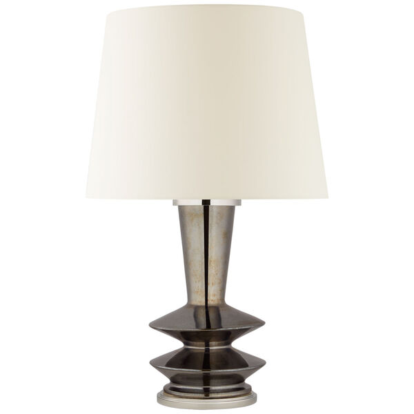 Whittaker Medium Table Lamp in Black Pearl with Linen Shade by Christopher Spitzmiller, image 1