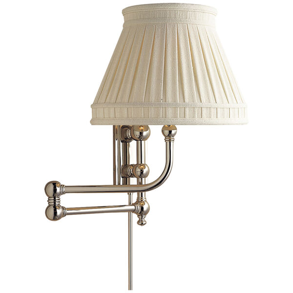 Pimlico Swing Arm in Polished Nickel with Linen Collar Shade by Chapman and Myers, image 1