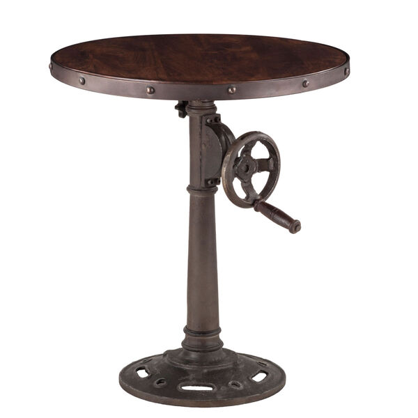 Artezia Dark Walnut And Antique Zinc Round Adjustable Side Table, image 1