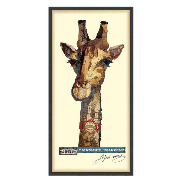 Black Framed Giraffe Dimensional Collage Graphic Glass Wall Art, image 2
