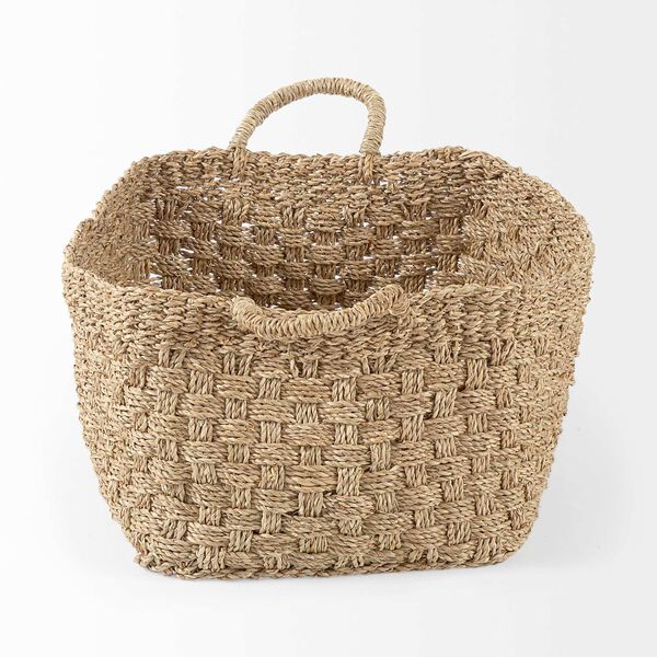 Emra Light Brown Seagrass Rectangular Basket with Handles, Set of 3, image 3