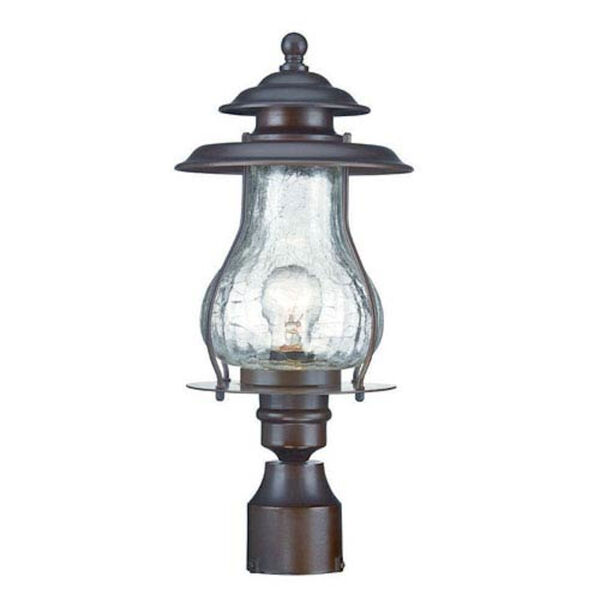 Blue Ridge Architectural Bronze One-Light Outdoor Post Mount with Clear Crackled Glass, image 1