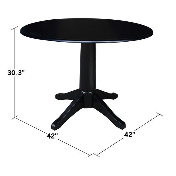 Black 30-Inch High Round Dual Drop Leaf Pedestal Dining Table, image 5