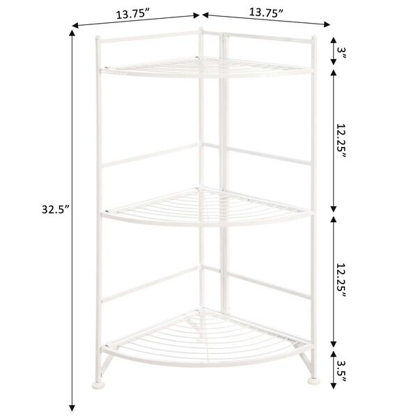 Xtra Storage White Three-Tier Corner Folding Metal Corner Shelf, image 4