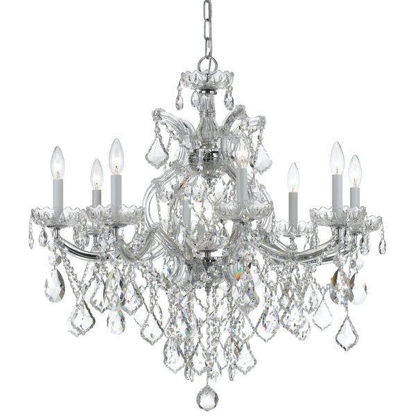 Maria Theresa Polished Chrome Eight-Light Chandelier with Hand Cut Crystal, image 1