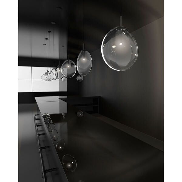Cantina Satin Black Large LED Pendant with Clear Glass Shade, image 2