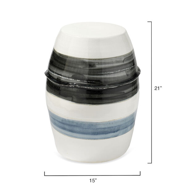 Horizon Grey Black White Ceramic Striped Side Table, image 3