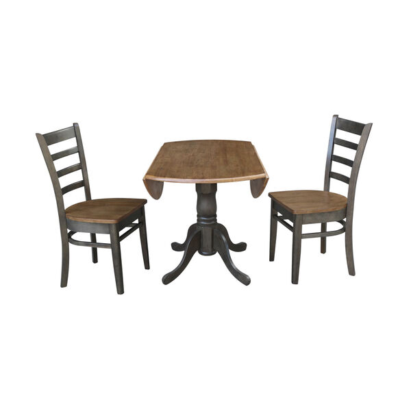 Emily Hickory and Washed Coal 42-Inch Dual Drop leaf Table with Side Chairs, Three-Piece, image 4