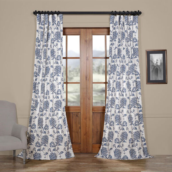 Royal Blue 108 x 50 In. Printed Cotton Twill Curtain Single Panel, image 1
