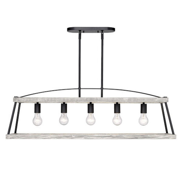 Afton Natural Black and Gray Harbor Five-Light Linear Pendant, image 2