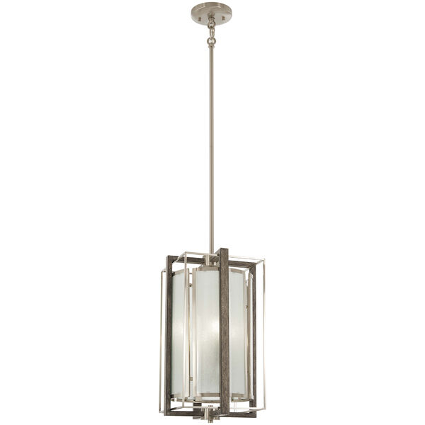 Tysons Gate Brushed Nickel with Shale Wood Four-Light Pendant, image 1