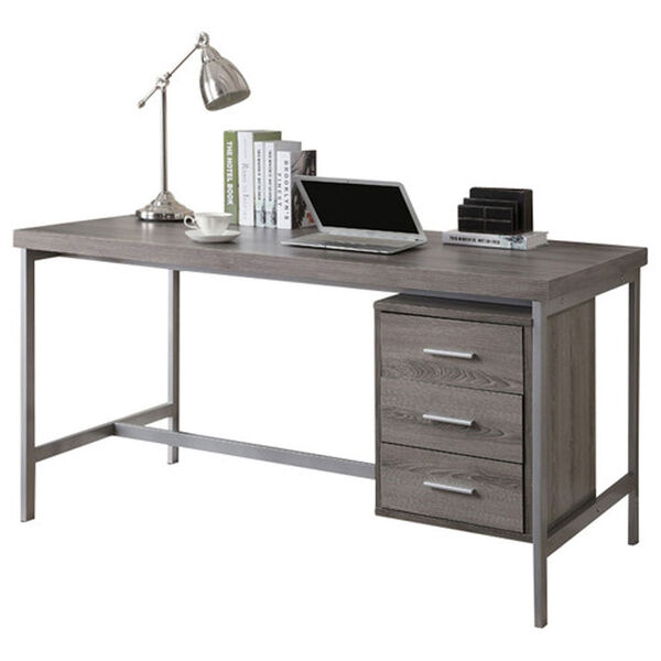 Computer Desk - Dark Taupe / Silver Metal, image 2