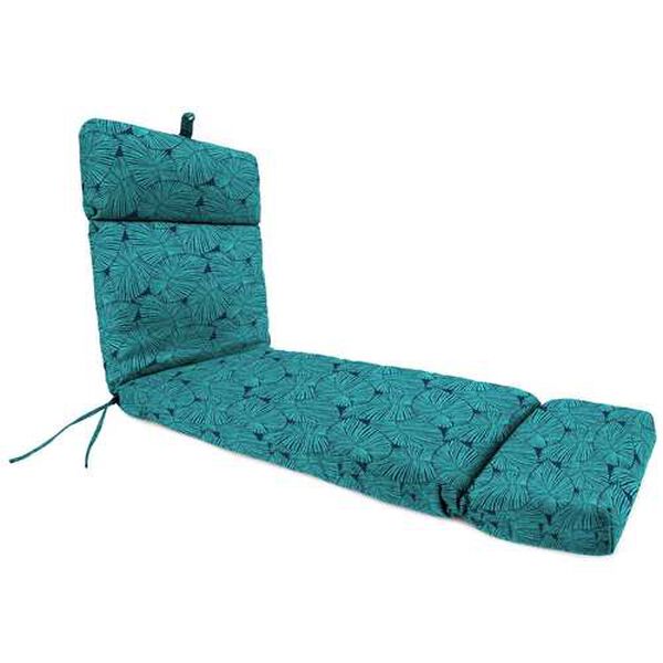 Talia Caribe Blue 22 x 72 Inches French Edge Outdoor Chaise Lounge Cushion, image 1