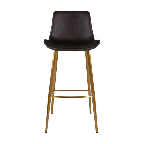 Hines Charcoal Brown and Stainless Gold 30-Inch Bar Stool, image 2
