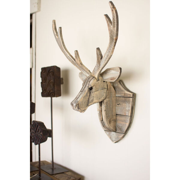 Recycled Wooden Deer Head Wall Hanging, image 1