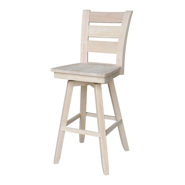 Natural Bar Height Table With Two Ladder Back Swivel Bar Stool, Three-Piece, image 4