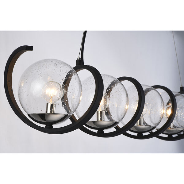 Curlicue Black and Polished Nickel Seven-Inch Five-Light Pendant, image 3