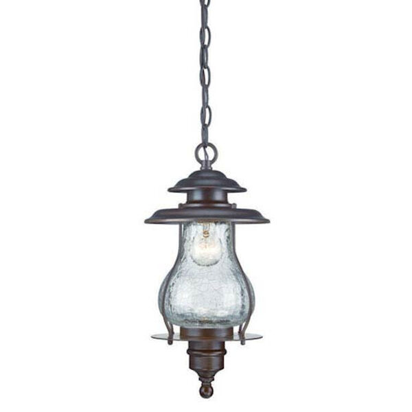 Blue Ridge Architectural Bronze One-Light Outdoor Hanging Lantern with Clear Crackled Glass, image 1