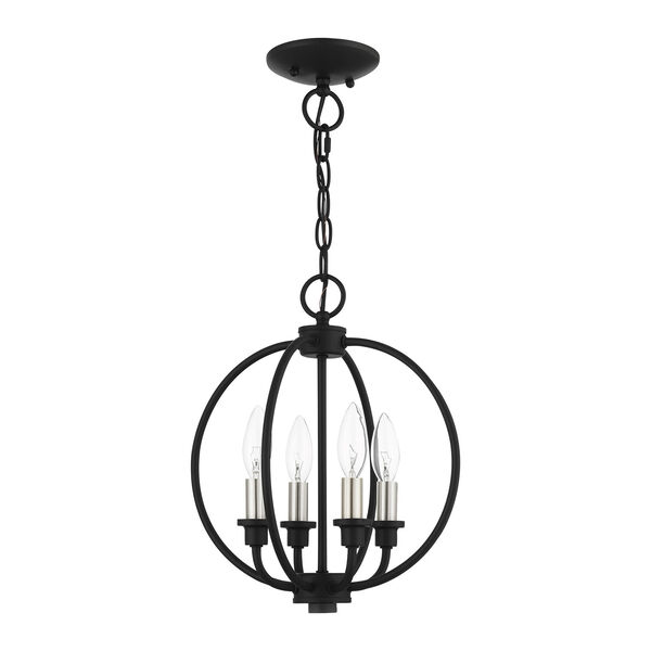 Milania Black and Brushed Nickel Four-Light Convertible Chandelier, image 2