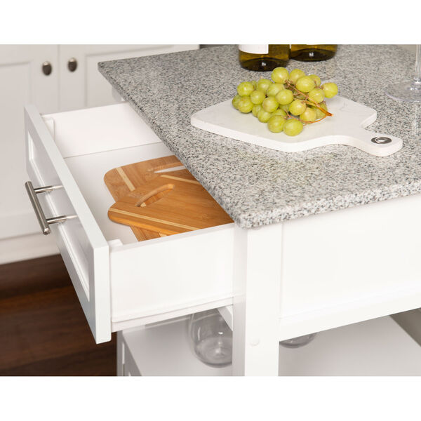 Dylan White Kitchen Cart with Granite Top, image 6