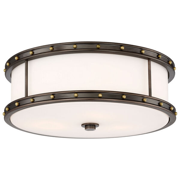 Drum 16-Inch LED Flush Mount with Etched Opal Glass, image 1