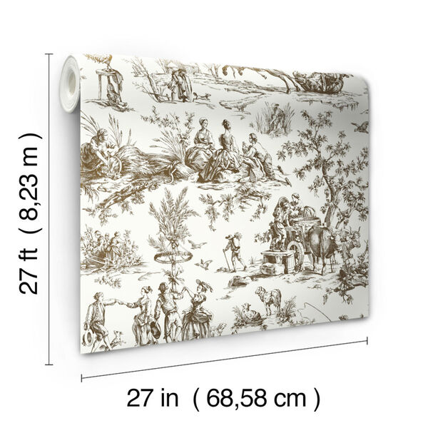 Grandmillennial Brown Seasons Toile Pre Pasted Wallpaper - SAMPLE SWATCH ONLY, image 4