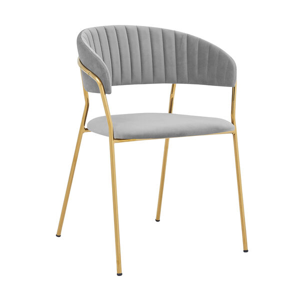 Nara Gray Velvet Gold Chrome Dining Chair, Set of Two, image 2