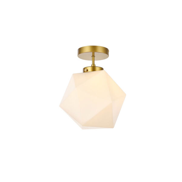 Lawrence Brass and White One-Light Semi-Flush Mount, image 1