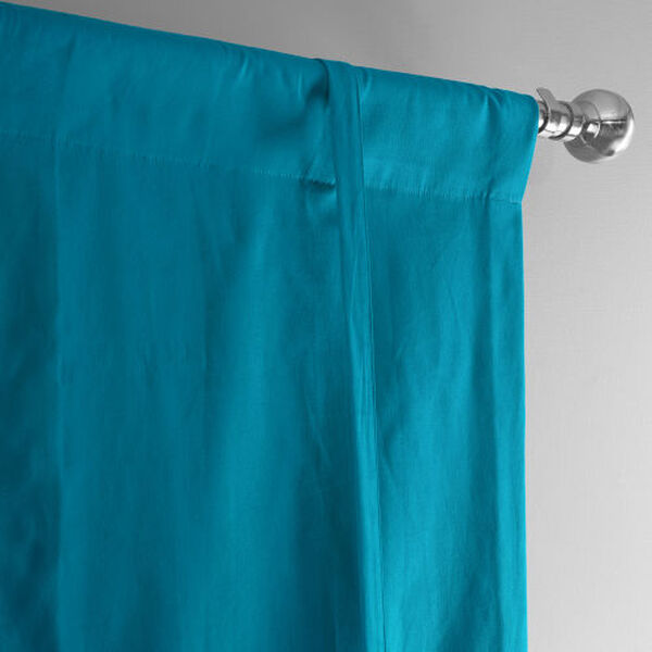 Capri Teal Solid Cotton Tie-Up Window Shade Single Panel, image 5